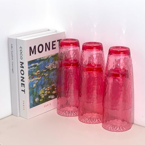 26-Ounce Plastic Tumblers (Set of 6), Reusable Plastic Mugs, BPA-Free Acrylic to Drink Mugs, Shatter Resistant, Textured Interior, Dishwasher Safe (Red, 26 Ounce) - color: Red, size: 26 Ounce