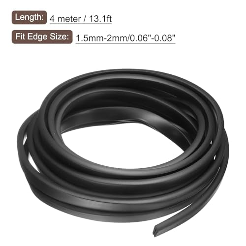 uxcell U Channel Edge Trim, 13.1ft Length Rubber Guard Seal Strip Edge Protector Flat Type Fit for 1.5-2mm Edge, (3/16" W x 7/16" H) Black - size: Fit 1.5-2mm x 13.1'L x 7/16"H x 3/16"W
