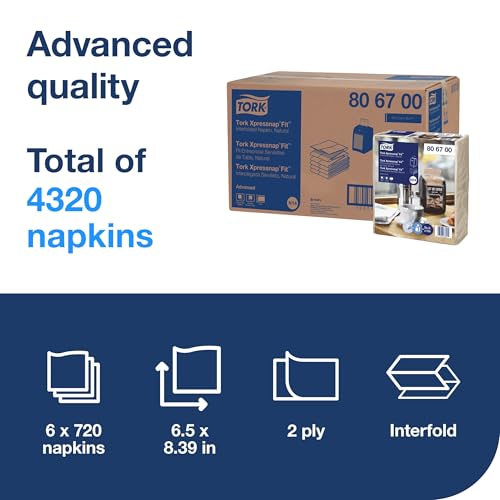 Tork Xpressnap Fit Natural Dispenser Napkin N14, 6 x 720 napkins, 806700 - color: Natural