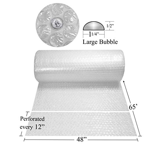 Uboxes Bubble Roll Wrap - 48" Wide x 65' - Large Bubbles 1/2" Perforated 12"