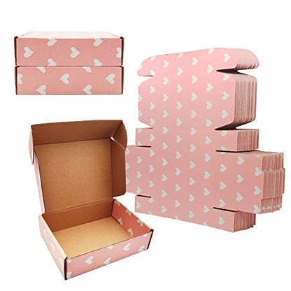 Green Recyclable Cardboard Small Gift Mailer Boxes for Shipping Packaging Craft Mother's Day Gifts Giving Products (Pink, 7.2 x 5.2 x 2 Inch) - color: Pink, size: 7.2 x 5.2 x 2 Inch