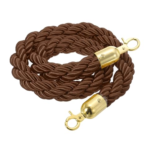 MECCANIXITY Twisted Stanchion Rope 3.28 Ft/1 M, Barrier Rope Twisted Post Ropes with Snap Hooks for Posts Stands Queue Divider Crowd Control, Coffee Golden - color: Coffee Golden, size: 3.28 Ft