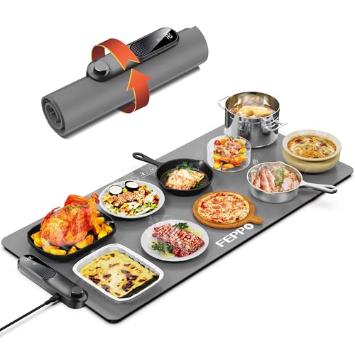 FEPPO Food Warming Mat, 35"x16" Food Warmers for Parties Buffet - color: Gray, size: 2XL Large: 35“x16"