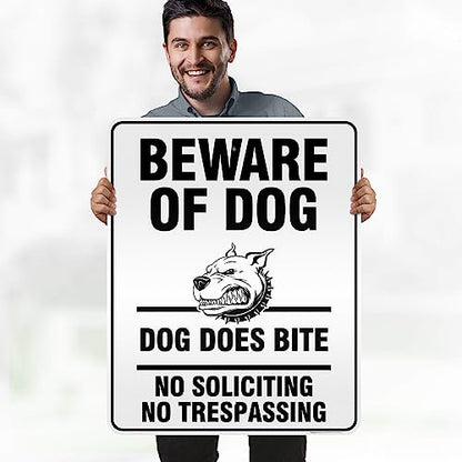 Beware of Dog, Dog Does Bite No Soliciting No Trespassing Sign, 24x30 - size: 24x30 - Aluminum Reflective