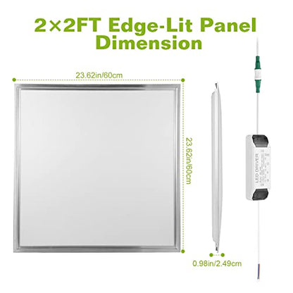 2x2FT LED Flat Panel Light, 48W White LED Drop Ceiling Light Fixtures, 4800LM/7000K Dust-Proof LED Troffer Light Lay in Fixture for Office (2Pcs) - color: 2Pcs