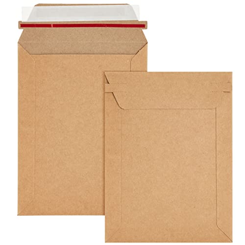 100 Pack Rigid Mailers 6x8 - Sturdy 450 GSM Self-Adhesive Kraft Paper Cardboard Envelopes for Mailing Photo, Documents, Gift Cards, CDs, Art Prints