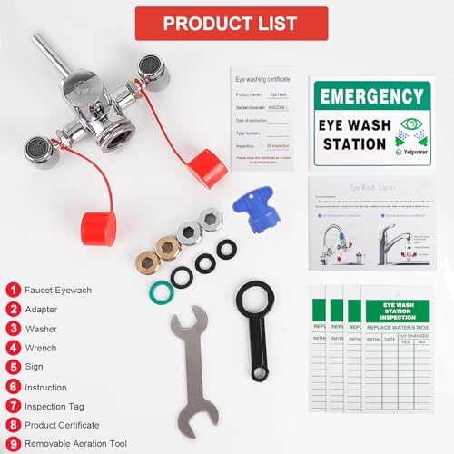 Faucet-Mounted Eye-Wash Staion Kit - Emergency Eyewash Staion OSHA Approved Sink Faucet Attachment First Aid Eye Flush Kit - color: 1 Pcs