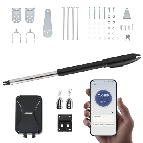 CO-Z Automatic Gate Opener Kit, App Compatible Smart Single Swing Gate Opener for Doors up to 660lb 5.9ft with Remote Controls Release Keys, Electric Gate Opening System for Driveway Home - style: Single 660lb with APP