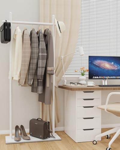 Coat Racks Freestanding with Natural Rock Base,68.9in,White,Large - color: White, size: 25.6*11.8*68.9in