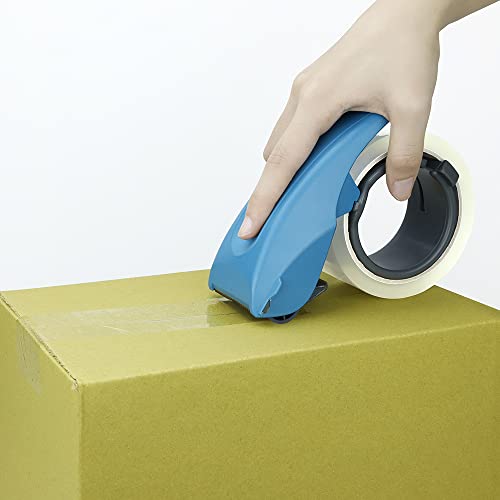 ABEL Duet 2-in-1 Packing Tape Dispenser & Splitter, Blue, 2 Inch Wide Ergonomic Tape Gun, Built-in Safety Tape Splitter, Shipping Moving Mailing Box Sealing Carton Packaging, Lightweight Tape Cutter - color: Blue