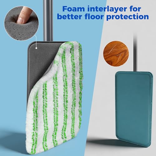 Masthome Microfiber Flat Mop,16" Head with 5 Washable Pads - color: Green Extra Large