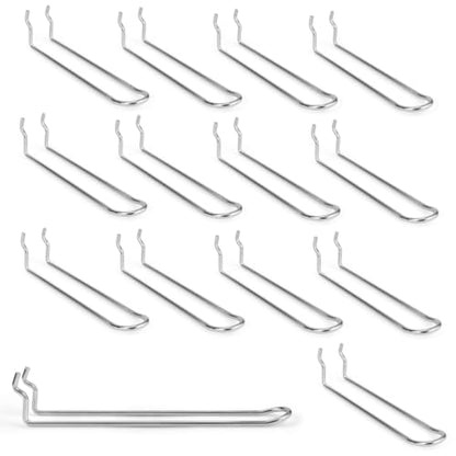 Pegboard Dual-arm Hooks 16pcs Heavy Duty Tool Hanging Holders (Silver, 8") - color: Silver, size: 8 Inch