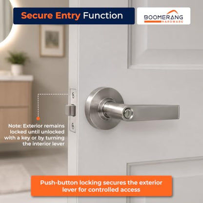Boomerang Heavy-Duty Entry with Clutch Function Commercial Lever Door Lock - color: Satin Chrome (US26D), style: Entrance w/ Clutch