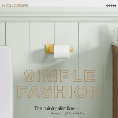 KOKOSIRI Gold Toilet Paper Holder Toilet Roll Holder for Bathroom Kitchen Washroom T-304 Stainless Steel Wall Mounted, 2 Pack, B2003BG-P2 - color: Brushed Gold, size: Without Shelf(2 Pack)