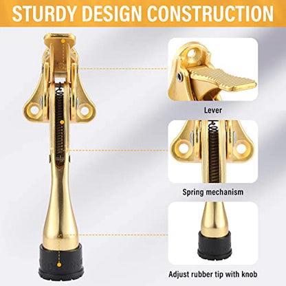 Chumia Heavy Duty Kick Down Door Stopper Metal Doorstop, Gold, 12 Pcs - color: Gold