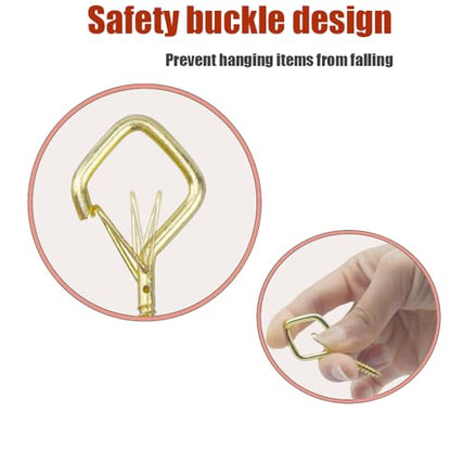 52 Pcs 2.36IN Ceiling Hooks with Safety Buckle for Plants - color: Gold, size: 52Pcs
