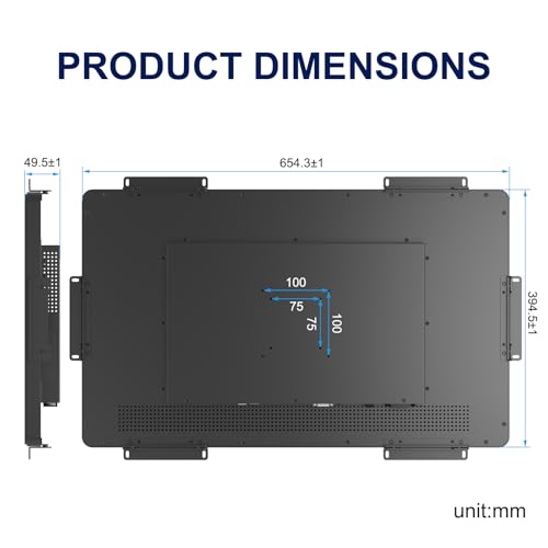 Industrial Touch Display, 27 Inch FHD Capacitive Open Frame Touch Display, Large Touch Monitor with HD-MI VGA Ports for Retail Self-Service - size: 27.0