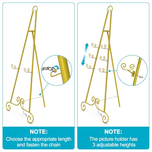 Gold Easel Stand for Sign, Adjustable Easel Dispaly Stand, 46" H. - color: Gold, size: 1 PACK