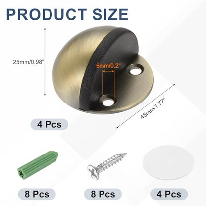 uxcell 4Pack Low Dome Floor Door Stop 45mm Dia. Stainless Steel, Bronze - color: Bronze