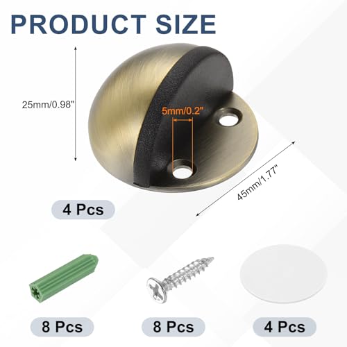 uxcell 4Pack Low Dome Floor Door Stop 45mm Dia. Stainless Steel, Bronze - color: Bronze