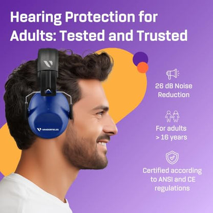 Kids Noise Canceling Headphones - 31 dB (2K Hz) - Ear Protection Earmuffs - color: Marine Blue [2-pack]