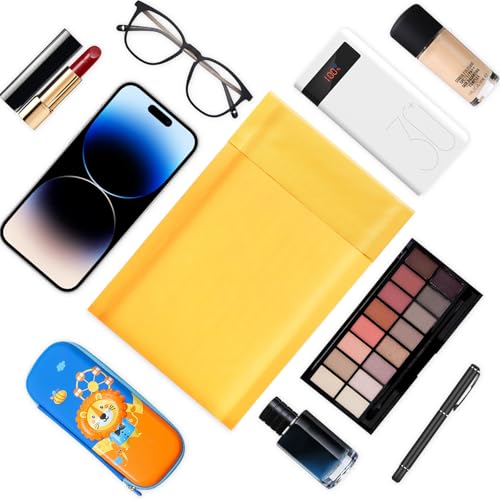 105Pack Yellow 4x8inch Kraft Bubble Mailers Small Business Mailing Packages Self-Sealing Paper Envelopes, Mailer Shipping Padded Envelopes with Strong Adhesion for Jewelry Makeup Supplies - size: 4x8-105pcs