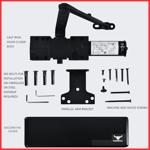 The Door Bull Series 9016 Grade 1 Heavy Duty Hydraulic Closer - size: DC9016 Series, style: Matte Black