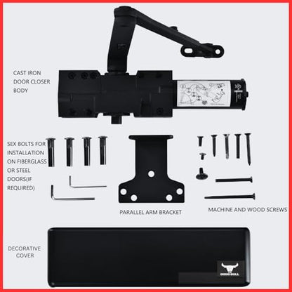 The Door Bull Series 9016 Grade 1 Heavy Duty Hydraulic Closer - size: DC9016 Series, style: Matte Black