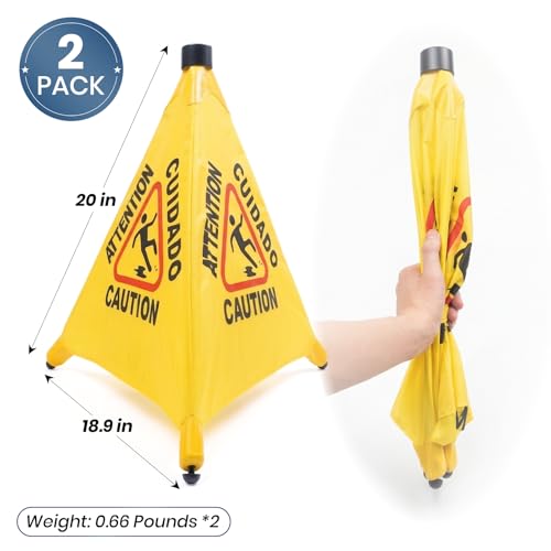2 Pack Caution Wet Floor Signs, 20" Pop Up Slippery When Wet Sign - color: Yellow