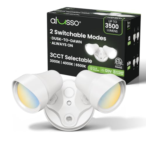 ALUSSO Dusk to Dawn Outdoor Lighting 30W 3500LM 3CCT 3000K/4000K/6500K 120V - color: White Dusk to Dawn 30W