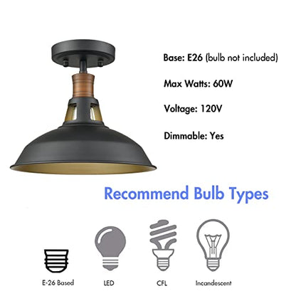 CLAXY Industrial Farmhouse Ceiling Light 1-Light Barn Ceiling Light - color: Black and Gold