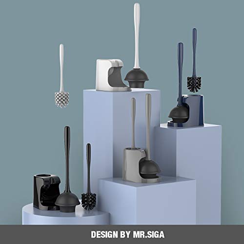 MR.SIGA Toilet Plunger and Brush Combo for Toilet Cleaning, Gray, 2 Set (Pack of 6) - color: Gray, size: 6.3 x 8.2 x 18.1 inch (Pack of 6)