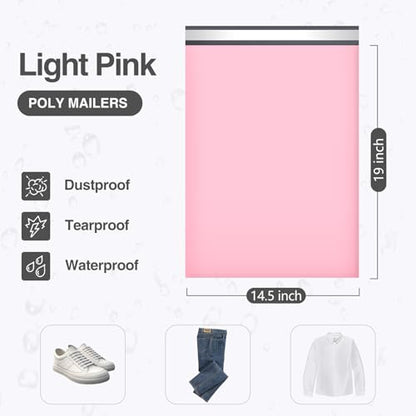 UCGOU Large Poly Mailers 14.5x19 Inch Light Pink 50 Pack Shipping Bags - size: 14.5x19" 50PC