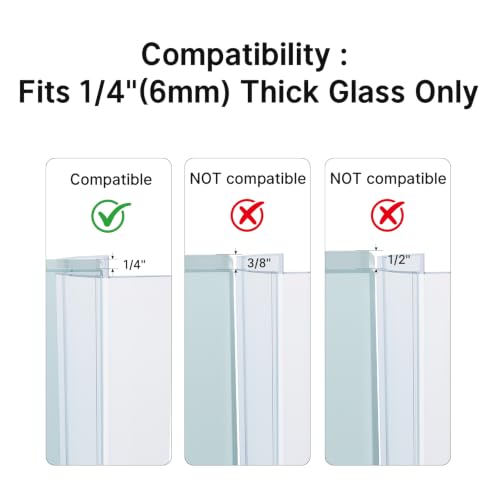 AmazerBath 5-Pack 15.75" Shower Door Side Seal Strip for 1/4"(6mm) Glass - 5-Section Segmented Shower Installation Kit, Frameless Glass Door Seal Strip - style: Side Seal 1/4