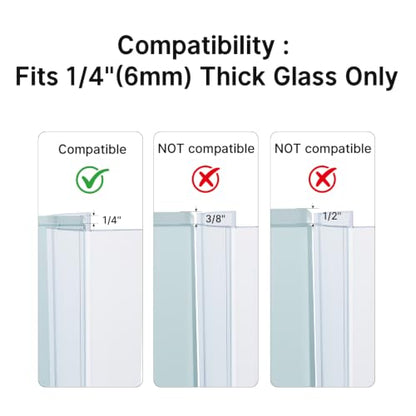 AmazerBath 5-Pack 15.75" Shower Door Side Seal Strip for 1/4"(6mm) Glass - 5-Section Segmented Shower Installation Kit, Frameless Glass Door Seal Strip - style: Side Seal 1/4