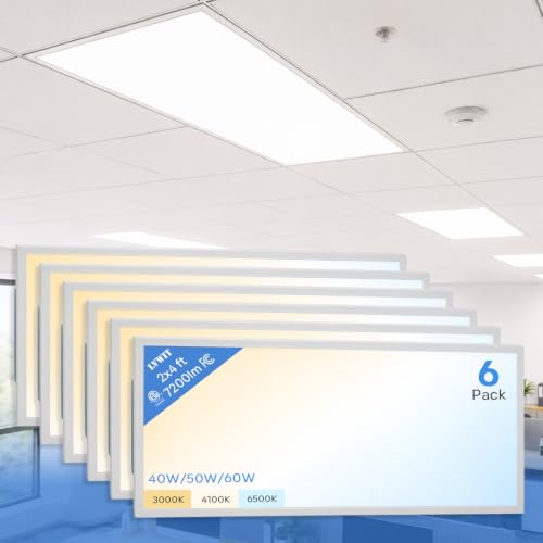 LVWIT 6 Pack 2x4 LED Flat Panel Light, 7200LM, 40/50/60W, 0-10V