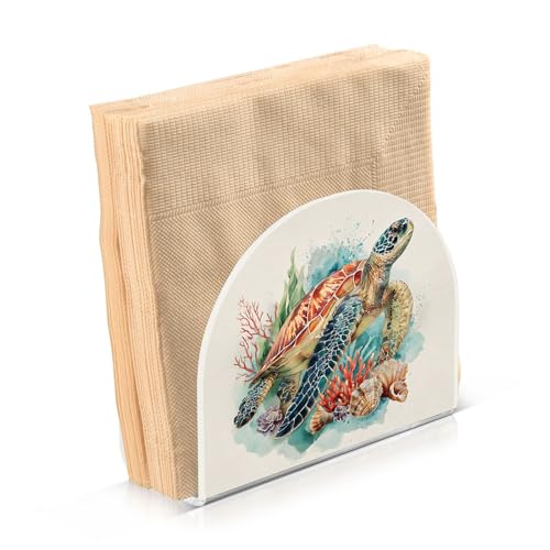 Watecolor Turtle Napkin Holder for Table Acrylic Tissue Dispenser - color: Beautiful Sea Turtle