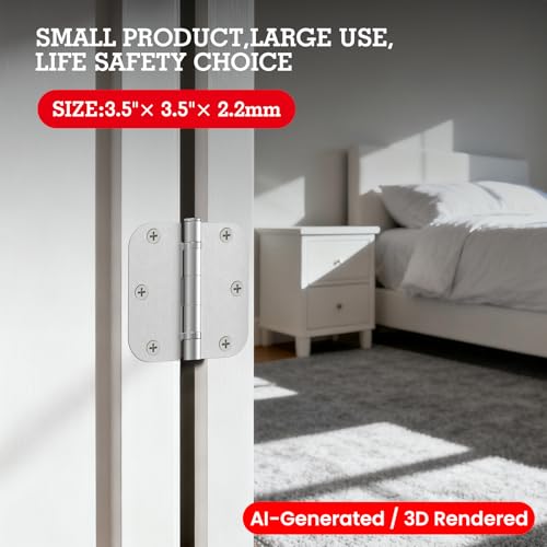 TDCHINGES Rounded Brushed Nickel Door Hinges 3.5 Inch 5/8" Lasting Mute - color: Satin Nickel-Rounded, size: 24 Pack-Ball Bearing-lasting no squeak