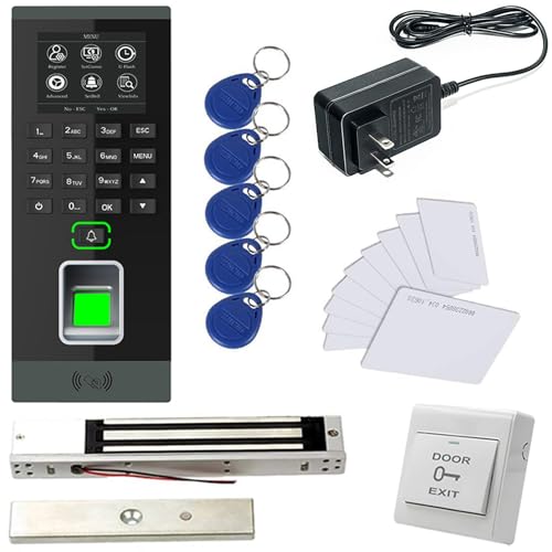 Biometric Fingerprint RFID Password Access Control System+ 600lbs Force Electric Magnetic Lock +Cards and Key Fobs Controller 110V-240V Power Adapter Keypad Reader - style: Fingerprint Maglock
