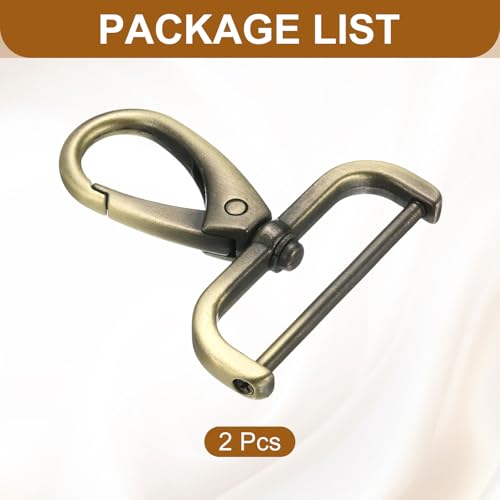 HARFINGTON 2Pcs Detachable Snap Hook Swivel Clasp 1 1/2" D Ring with Swivel Lobster Claw Clasps Hook for Purse Strap Keychain Bag DIY Craft, Brass - color: Brass, size: 1 1/2"