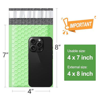 Famagic Mint Green Small Bubble Mailers 4x8 for Business, 100pcs Usable 4x7 - color: Mint Green, size: 4x8 100pcs