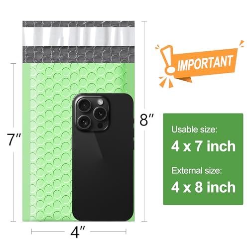 Famagic Bubble Mailers 4x8 Inch 100pcs Mint Green Shipping Bags, 4X7 Packaging Bags For Small Business, Colored Padded Mailing Envelopes,Opaque Matte Self Seal Bubble Poly Mailers Bulk #000 - color: Mint Green, size: 4x8 100pcs