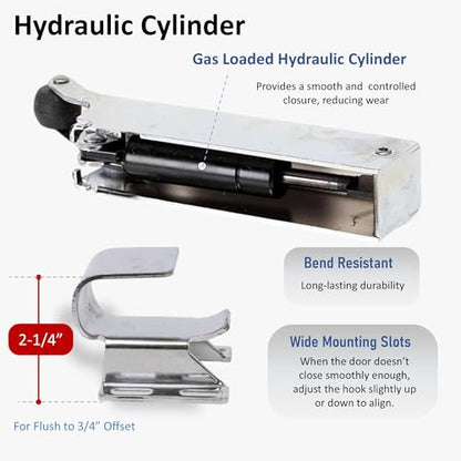 Awoco 1094 Hydraulic Door Closer, Concealed Mounting with 1094-X26 Adjustable Wide Hook (Flush to 3/4” Offset) for Walk-in Coolers/Freezers by Kason - style: Concealed closer with Flush to 3/4" Hook