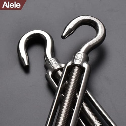 M12 Turnbuckle,2 Pack Thread Stainless Steel Hook & Eye,Alele Stainless Steel 304 Turnbuckle Heavy Duty Wire Rope Tension (M12 Turnbuckle) - size: M12 Turnbuckle-2p