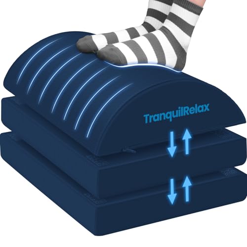 TranquilRelax Foot Rest Under Desk, 3-Height Adjustable Foot Stool, Blue - color: Blue, size: X-Large