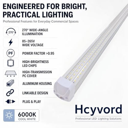 4FT LED Shop Light Fixture, 6000K Linkable Work Light, 4 Pack - size: 4pcs-4FT-6000K White