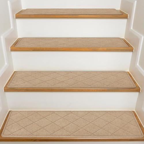 Stair Treads for Wooden Steps Indoor, KOOTETA 15 Pack 9" X 30" Non Slip - color: Beige, size: 9" x 30"