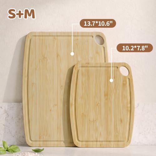 Dishwasher Safe Cutting Board,Bamboo Cutting Board with Juice Groove - color: Natural, size: Set of 2 (Small + Medium)