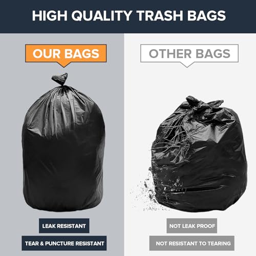 45-50 Gallon 3 Mil Heavy Duty Contractor Trash Bags on Roll, Extra Thick Construction Garbage Bags, Easy Tear-Off, Leak & Puncture Resistant,for Renovation, Demolition & Yard Waste, 40 Count
