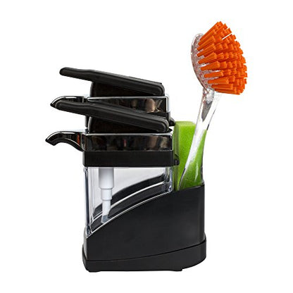 Casabella Sink Sider Duo Soap Dispensers with Sponge, Black and Chrome Plating - color: Black, size: Duo